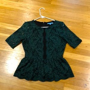 Antonio Melani forest green and black lace top